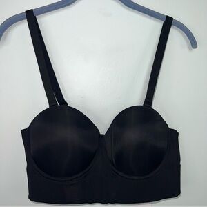 HSIA Black Longline Strapless Convertible Bra 34D Bustier Multiway Support NWT